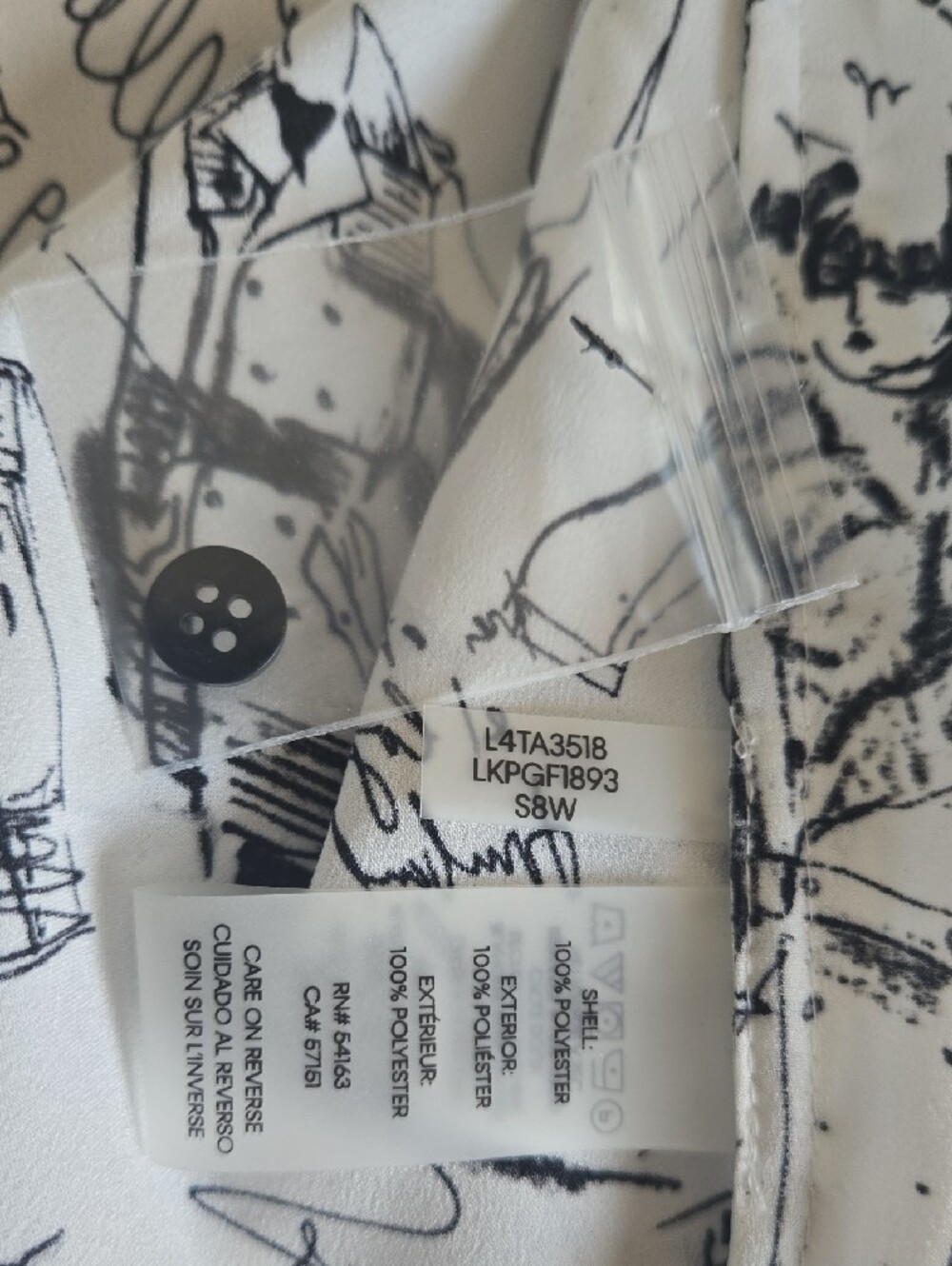 Karl Lagerfeld White and Black Abstract Sketch Shirt Jacket - Picture 7 of 8